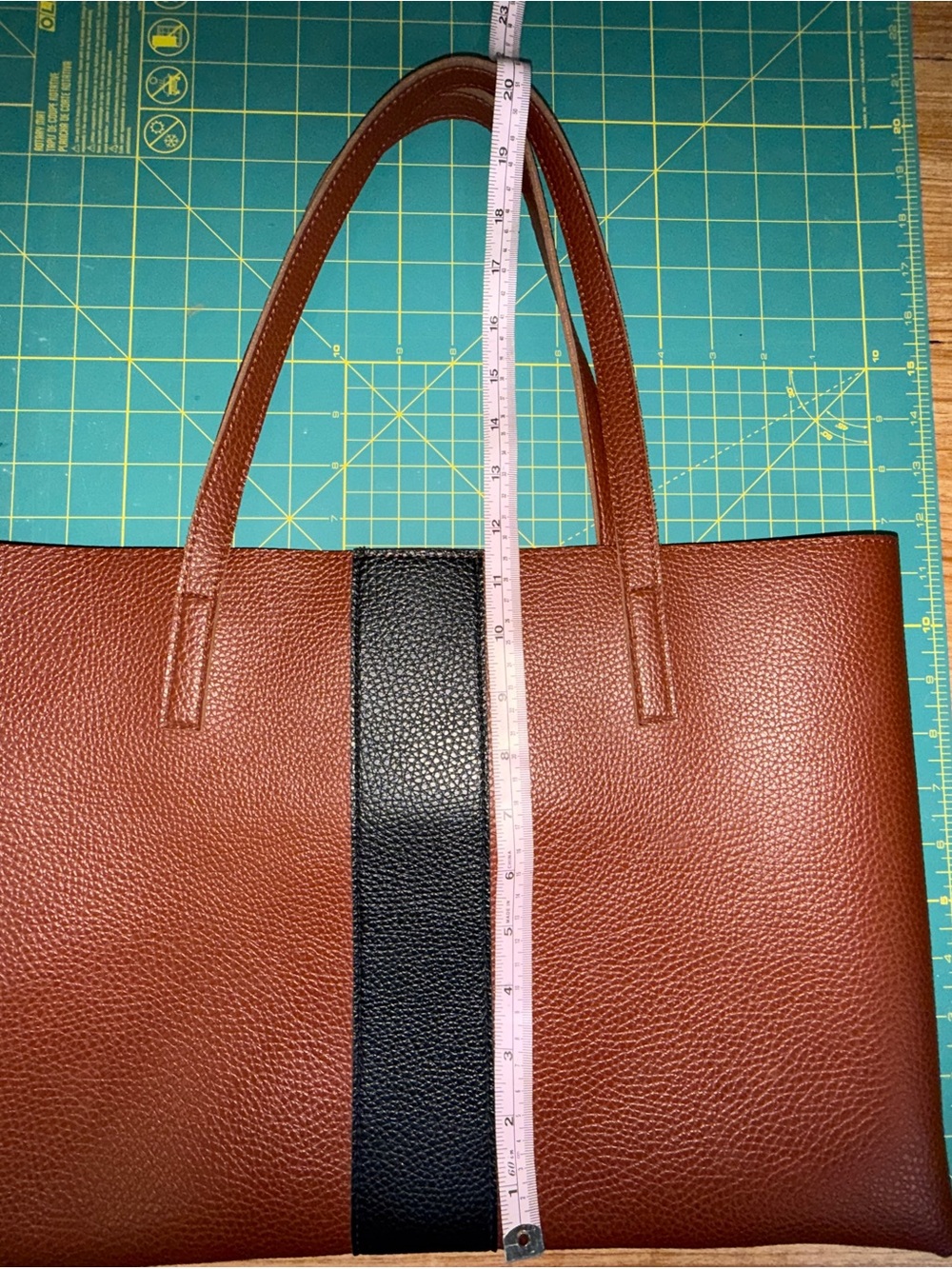 Vince Camuto Brown Shoulder Tote with Black Center Stripe